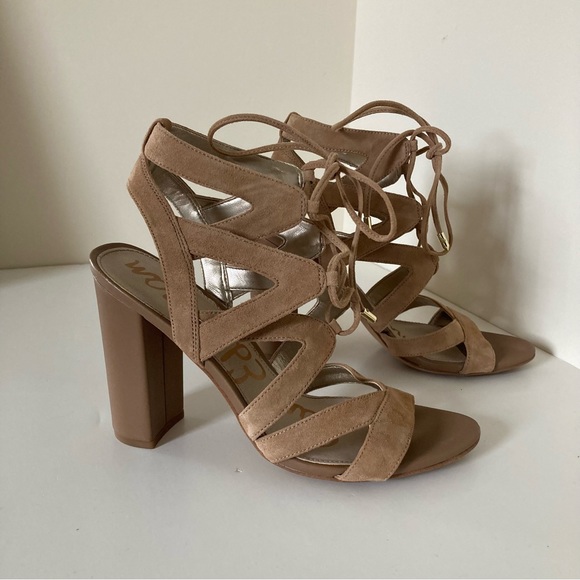 Sam Edelman Tan Strappy Heeled Sandals size 8 - Picture 7 of 8